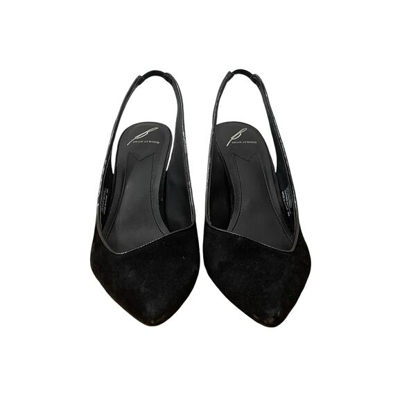 Brian Atwood Maya Black Suede Pointed Toe Slingback Heel Size 8.5 - Picture 1 of 9